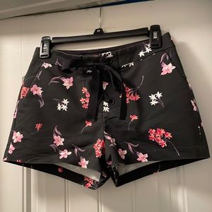 Express black floral lace up shorts